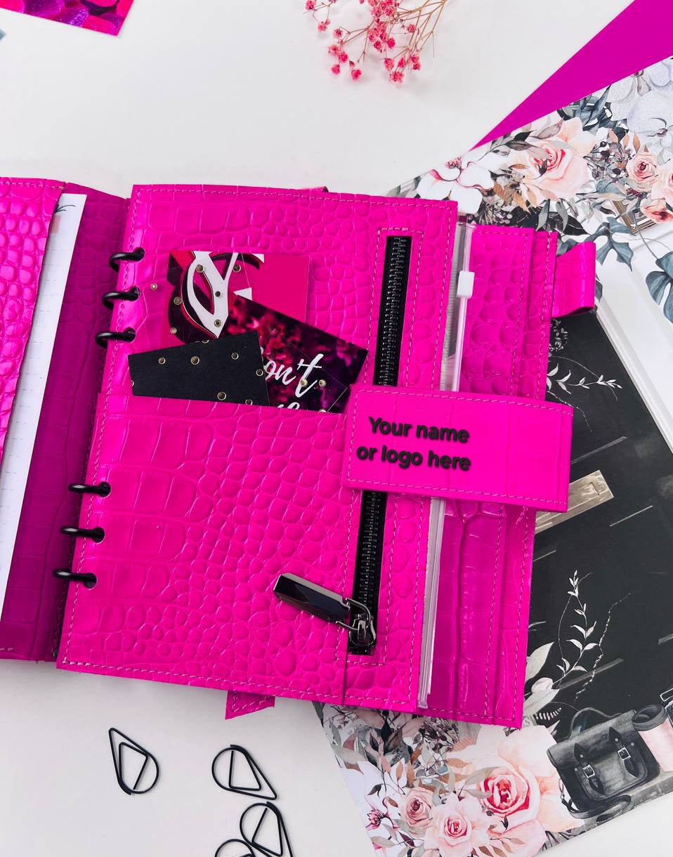 Hot Pink A5 Leather Planner Binder - Customizable