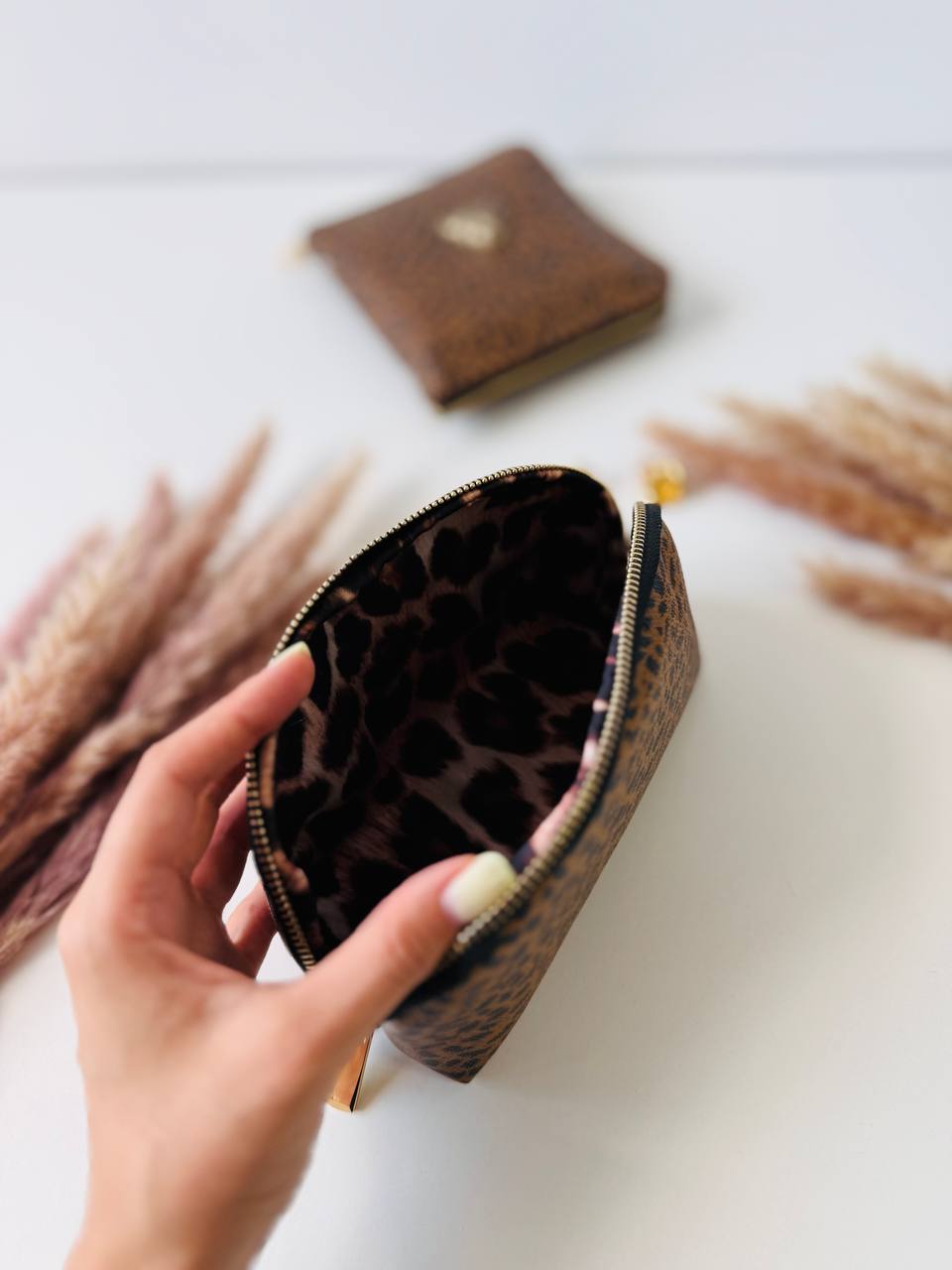 Leopard leather notebook A7 gift set. Limited edition.