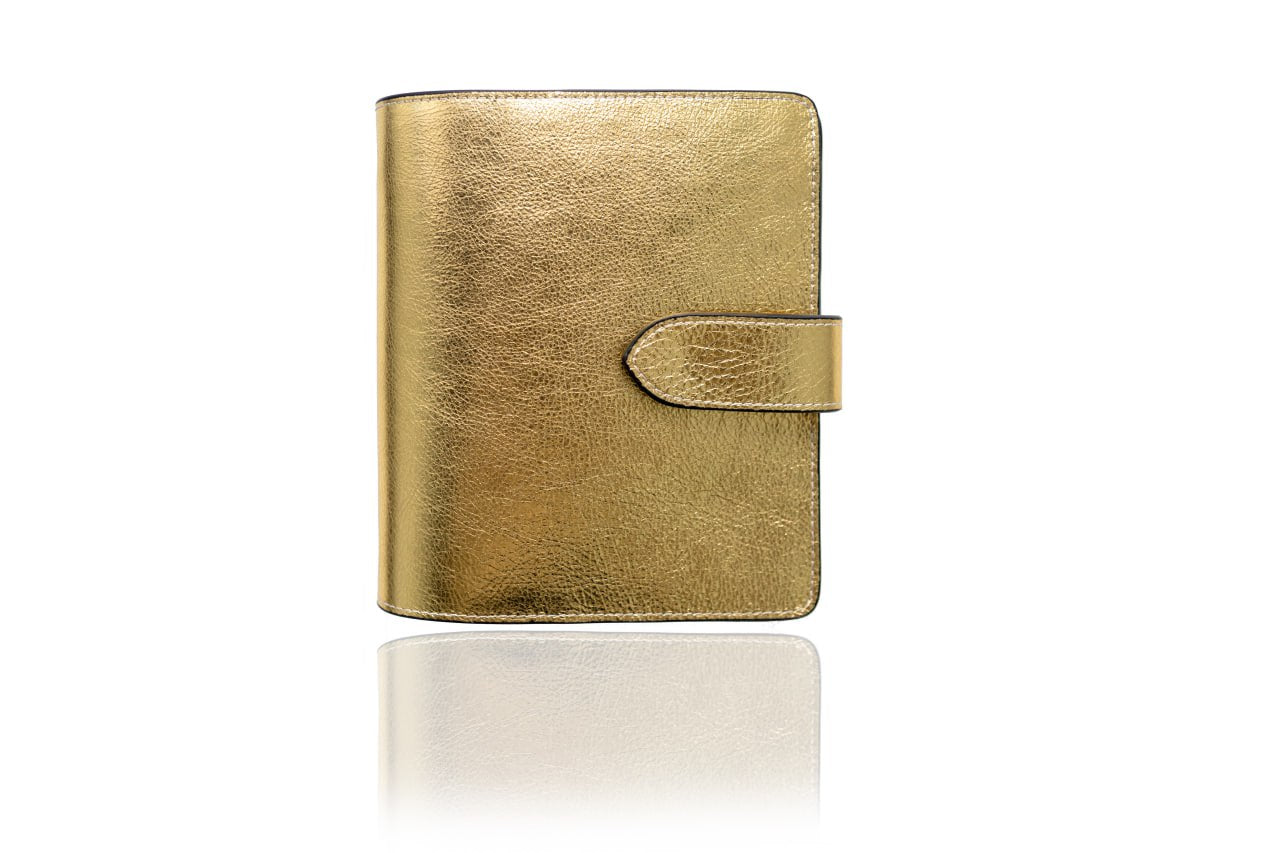 Gold Natural Italian Leather Planner A5, gift for her, perfect planner, Ring Planner Agenda A5 Six Ring Planner and Ring Personal Planner.