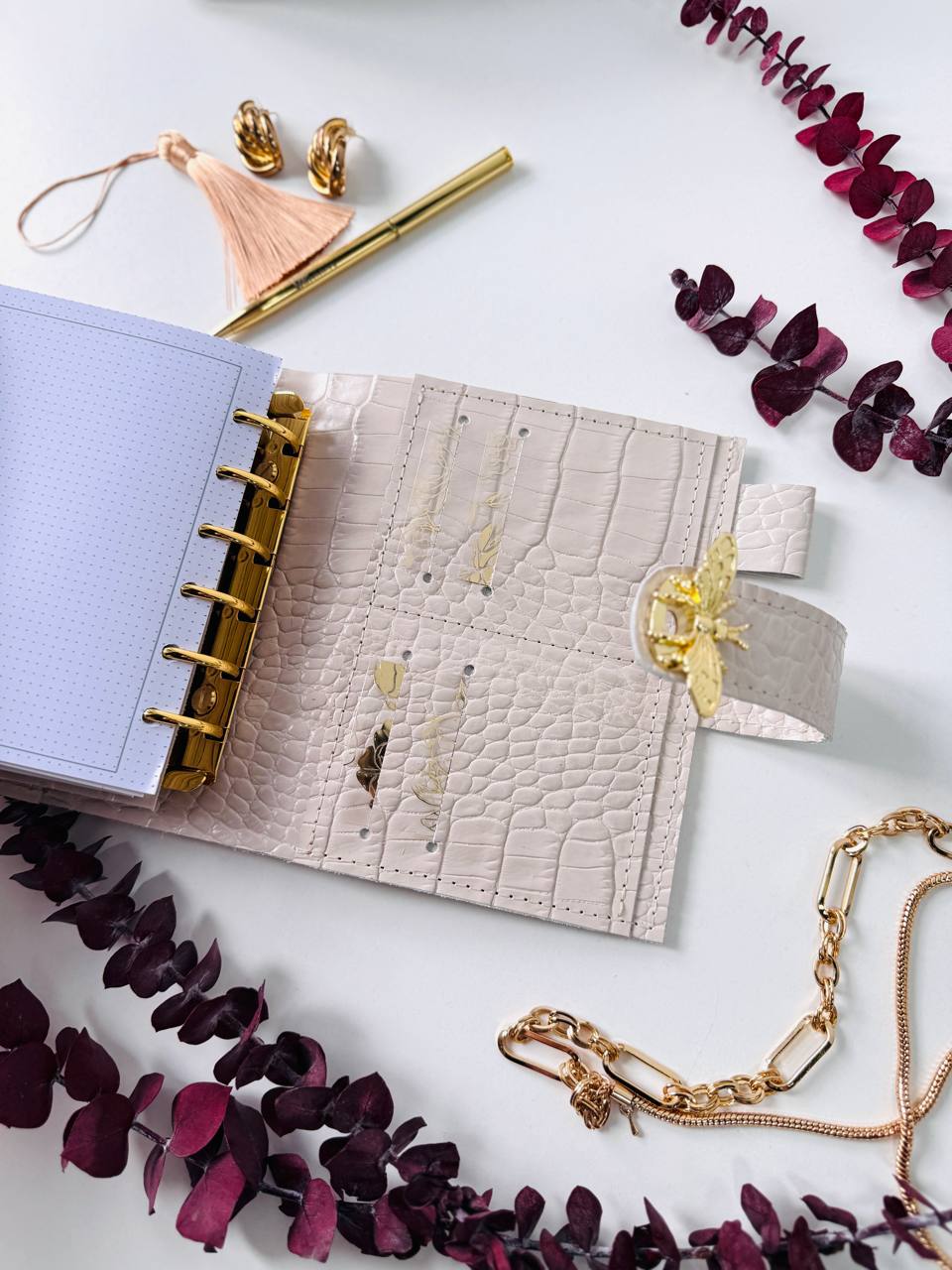 Leather Gift set notebook cover A7 with bag organizer.