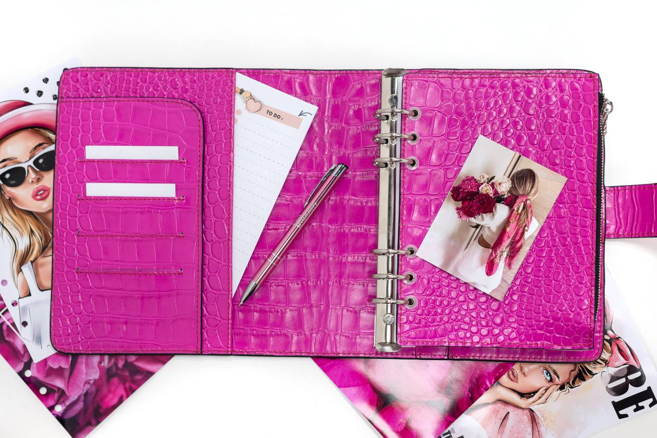 Hot pink Natural Italian Leather Planner A5, gift for her, perfect planner, Ring Planner Agenda A5 Six Ring Planner and Ring Personal Planner.