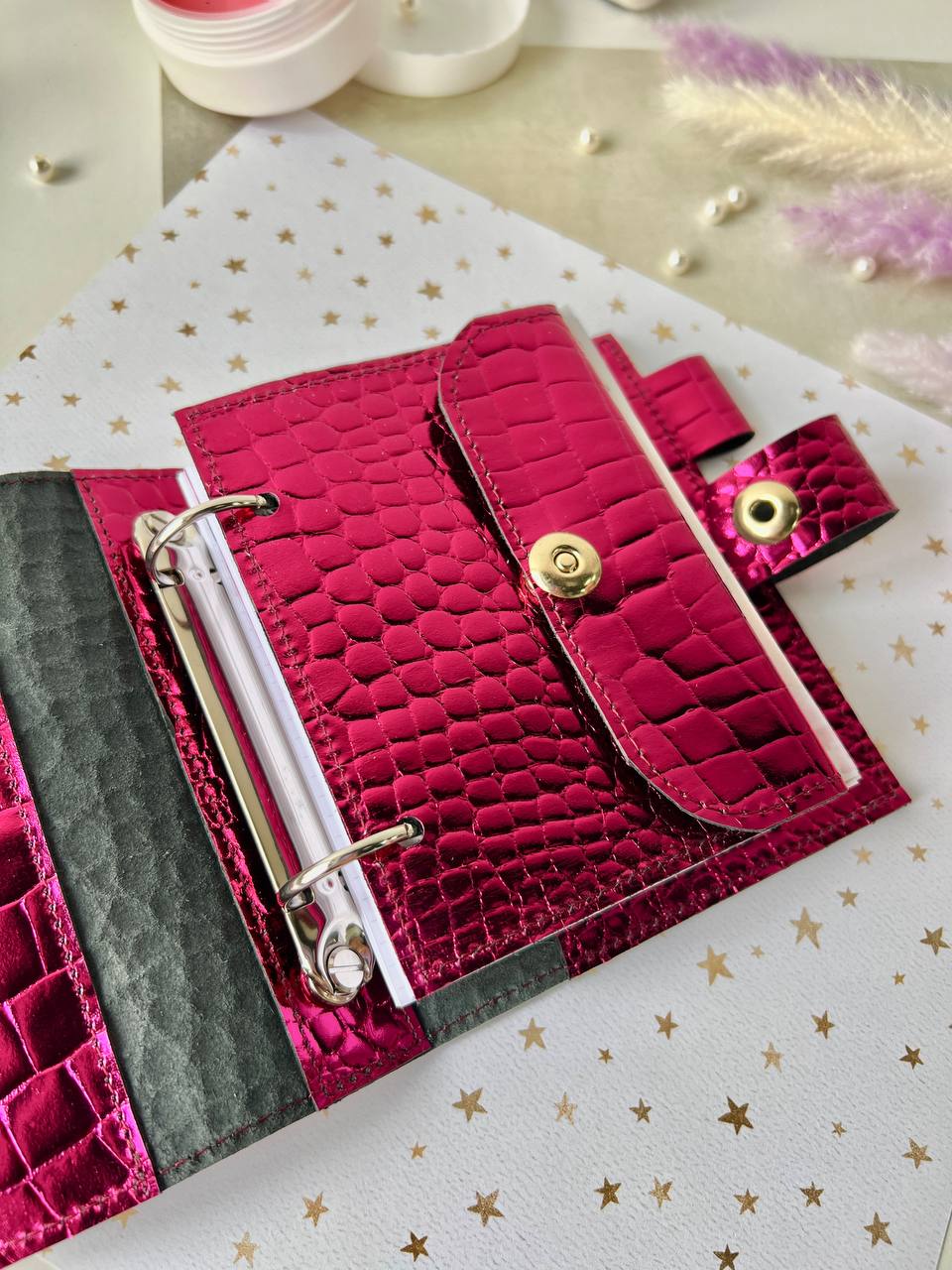 Leather mini notebook cover A7 binder,Planner A7 binder personal passport size, leather planner, planner binder 2 rings, diary for work.