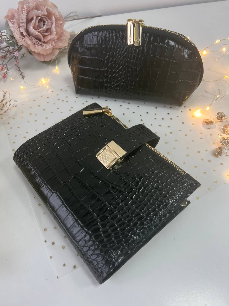 A6 leather double planner cover binder 6 rings binder, dated planner, leather planner, gift for her, medium size planner. With makeup bag.