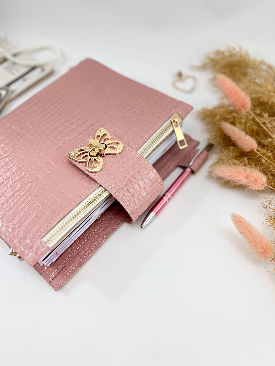 Natural Italian Leather Pink Planner A5, Ringbuch a5, Leather template, A5 ring binder,Binder a5,Leather wallet template,Binder wallet.