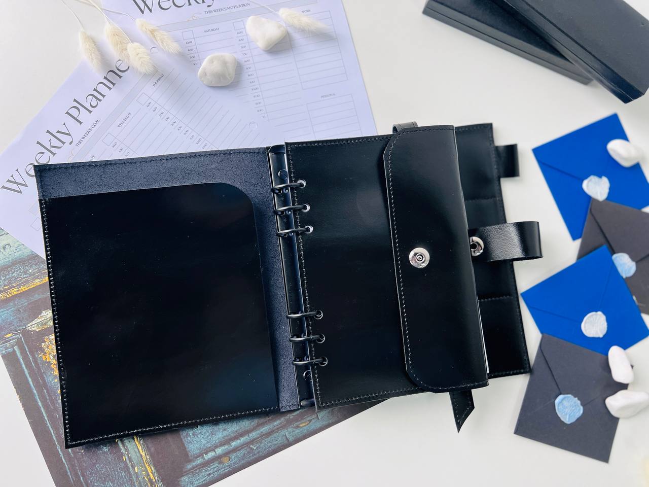 Leather classic notebook cover A5 with binder 6 rings, Leather template, A5 ring binder, Leather wallet template,Binder wallet.