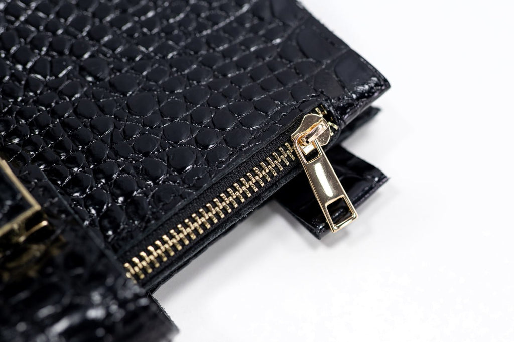 Black croco leather notebook cover A5 for documents A4 and A5 format.