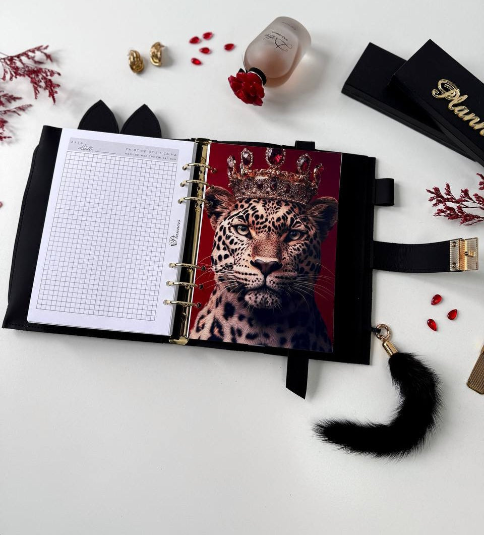 Midnight Luxe: Black & Gold A5 Leather Binder