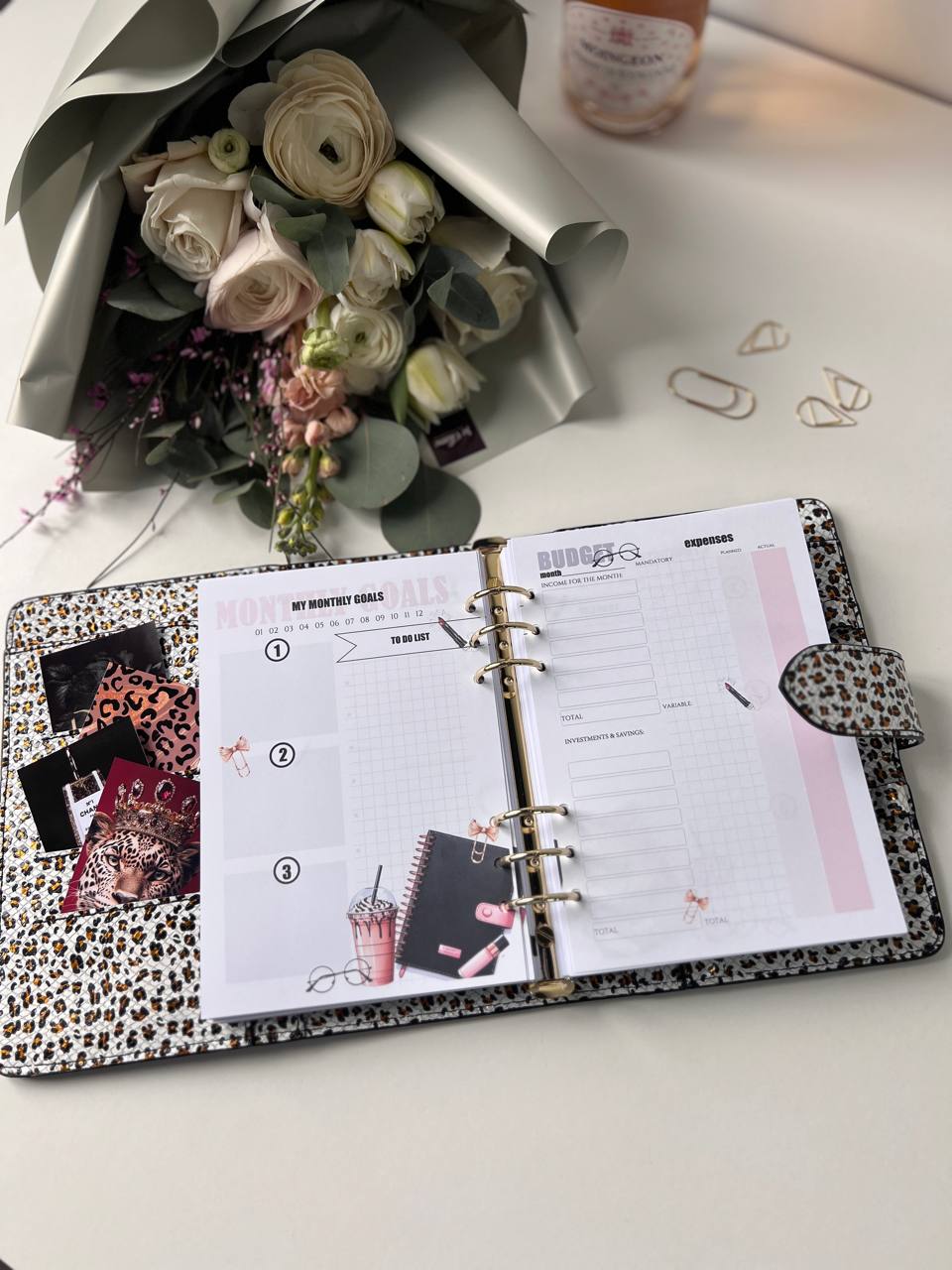 Leopard Leather Planner A5, gift for her, perfect planner, Ring Planner Agenda A5 Six Ring Planner and Ring Personal Planner.