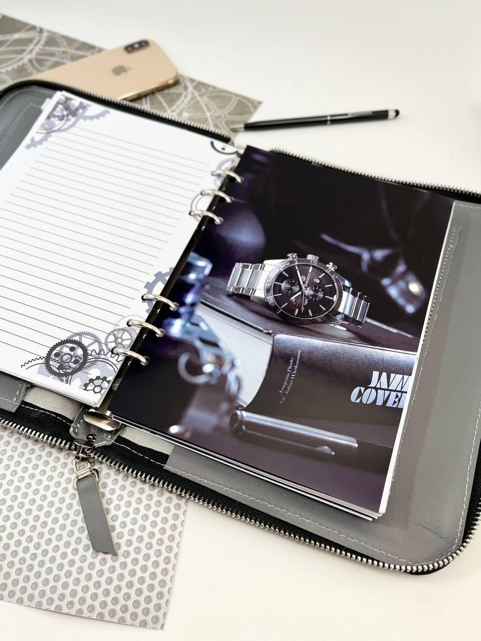 Leather zipper notebook. Natural Leather Planner A5, Leather template, A5 ring binder,Binder a5,Leather wallet template,Binder