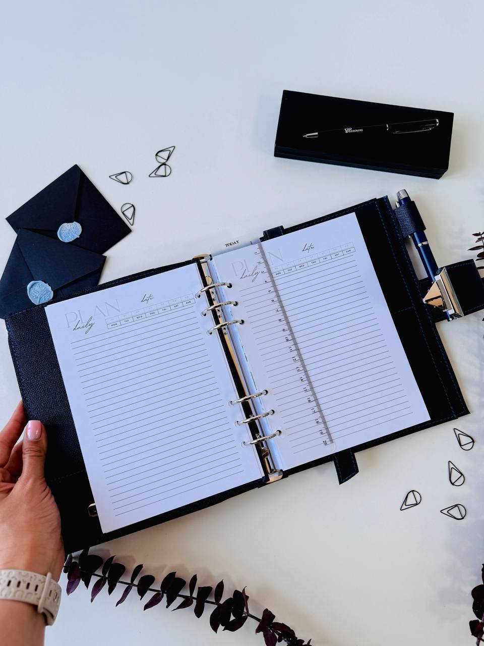 Leather notebook cover A5 for documents A4 and A5 format.