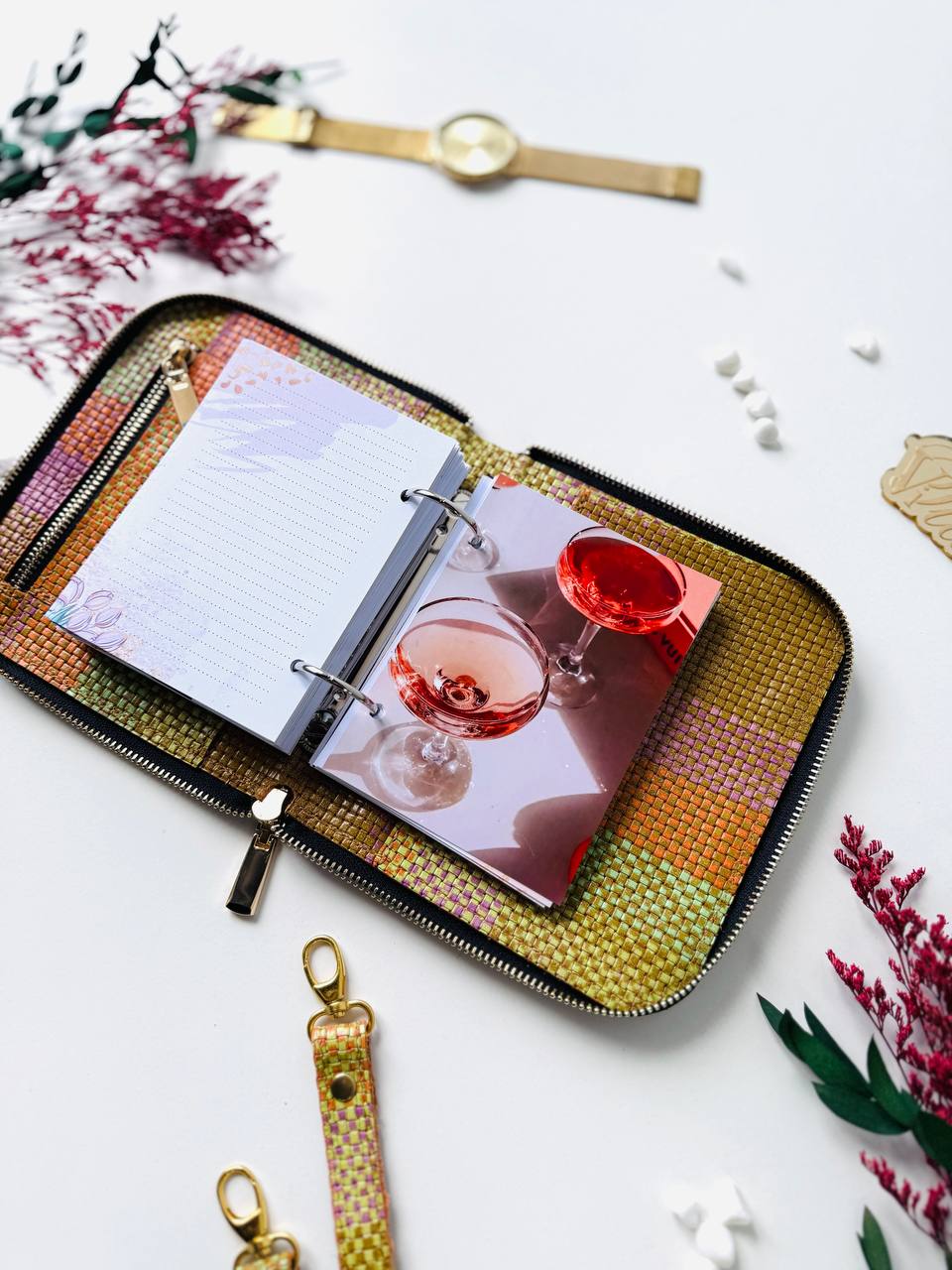 Leather bag mini planner A7, mini planner,personal size, study stationery, passport size notebook, leather wallet binder planner daily.