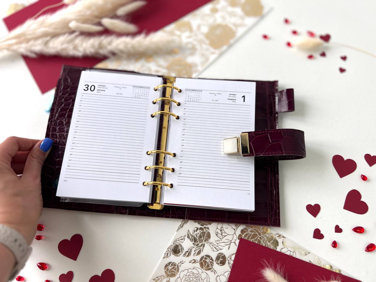 A6 NEW SIZE leather double planner cover binder 6 rings binder, dated planner, leather planner, gift for her, medium size planner.