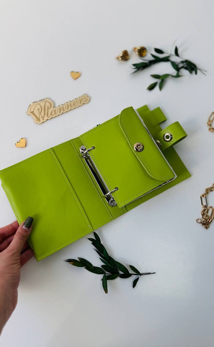 Leather mini planner A7 binder.