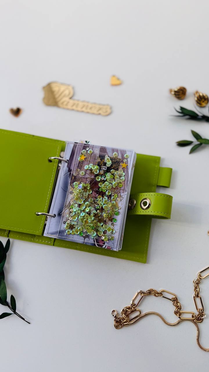 Leather mini planner A7 binder.