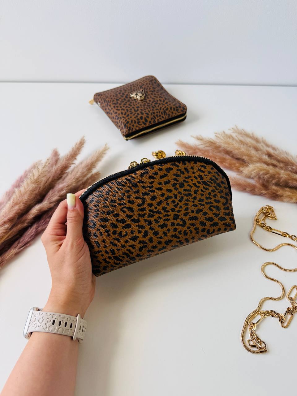 Leopard leather notebook A7 gift set. Limited edition.