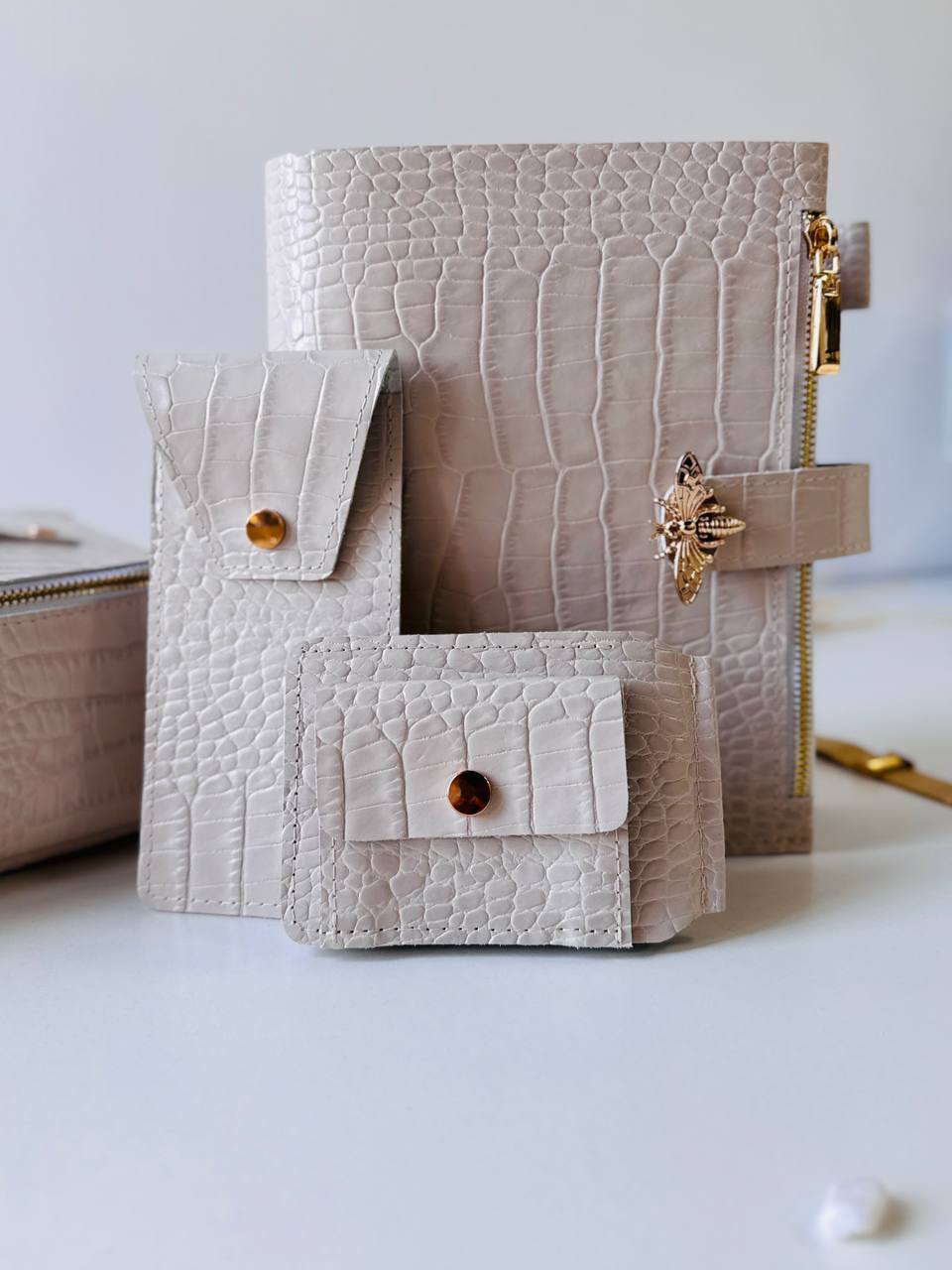 Luxury A5 Planner Organizer Set - Premium Genuine Leather, Crocodile Embossed