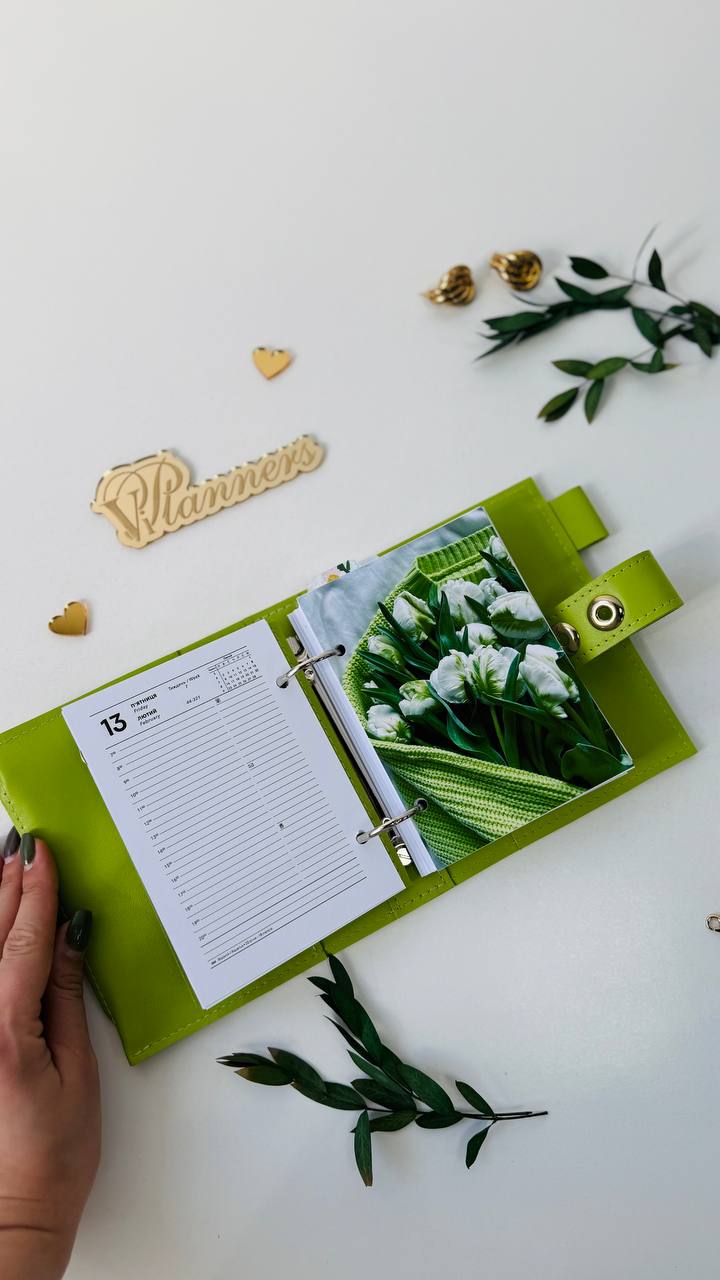 Leather mini planner A7 binder.