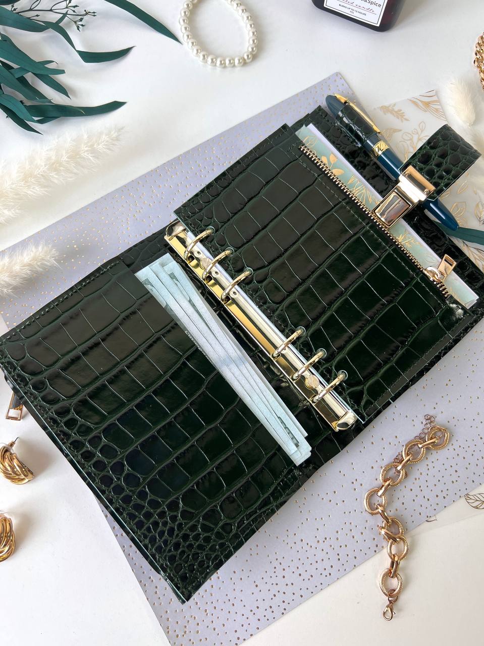 A6 leather double planner cover binder 6 rings binder, dated planner, leather planner, gift for her, medium size planner.