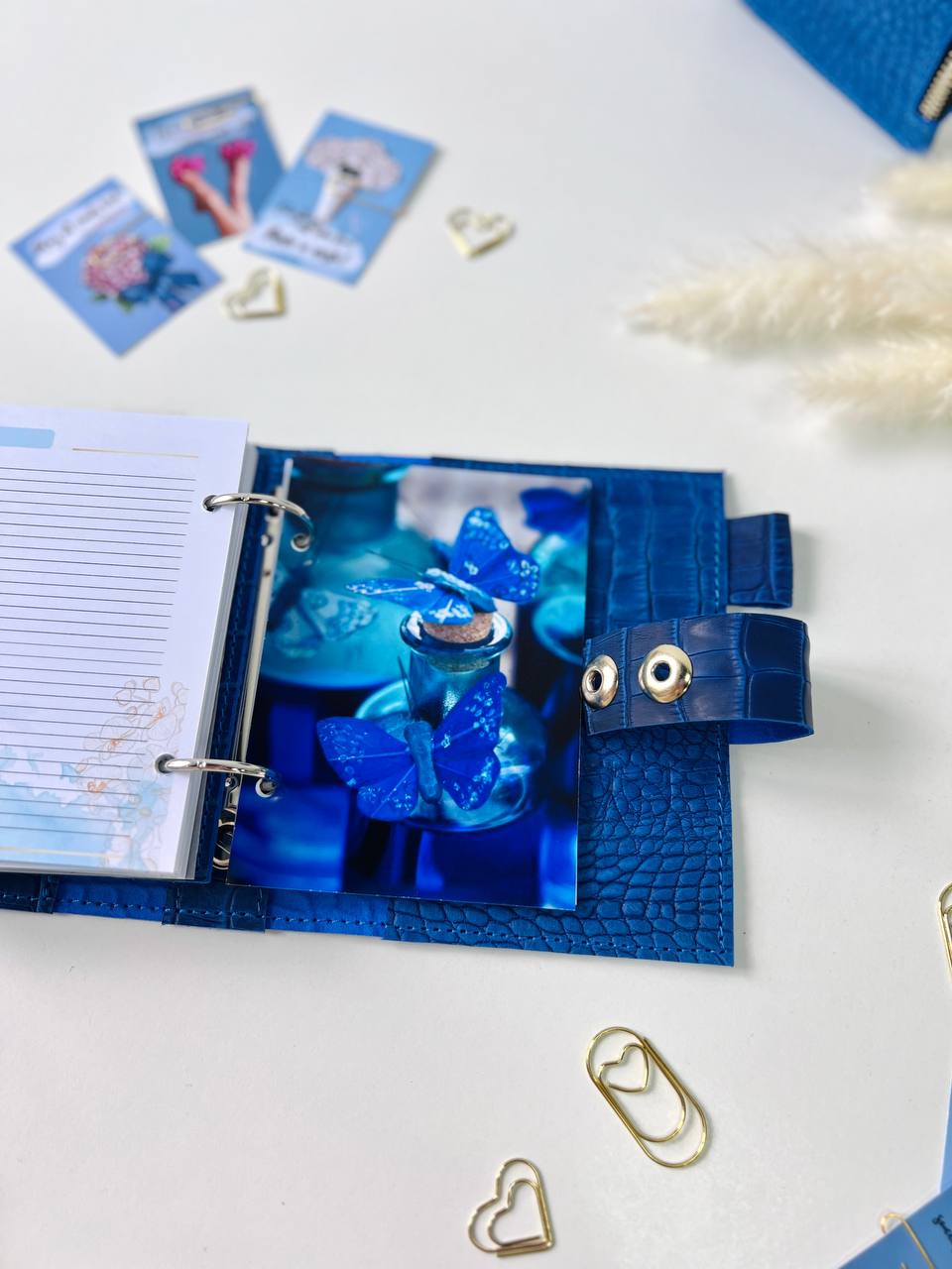 Leather mini notebook cover A7 binder,Planner A7 binder personal passport size, leather planner, planner binder 2 rings, diary for work.