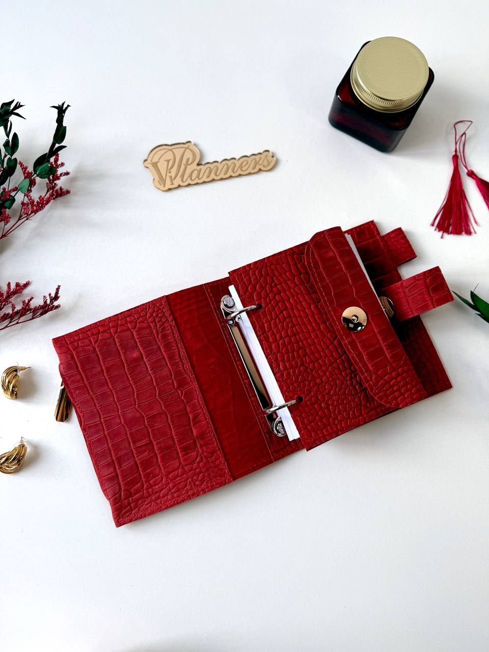 Leather mini notebook cover A7 binder,Planner A7 binder personal passport size, leather planner, planner binder 2 rings, diary for work.