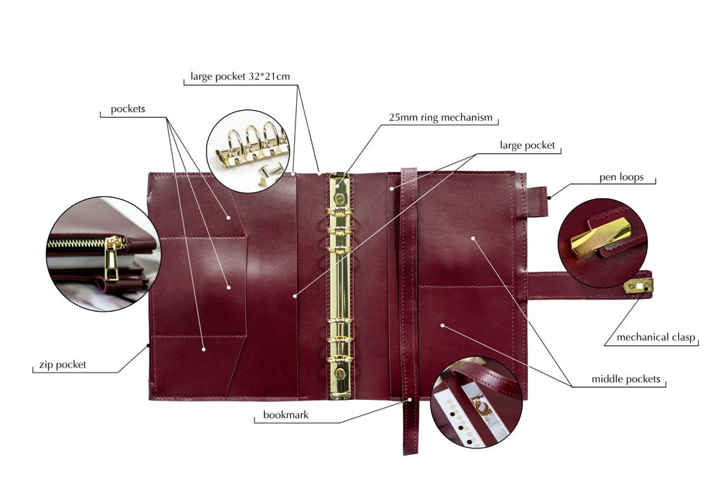Leather cover A5 - for documents A5 and A4 size.