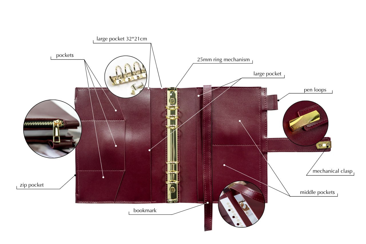 Leather cover A5 - for documents A5 and A4 size.