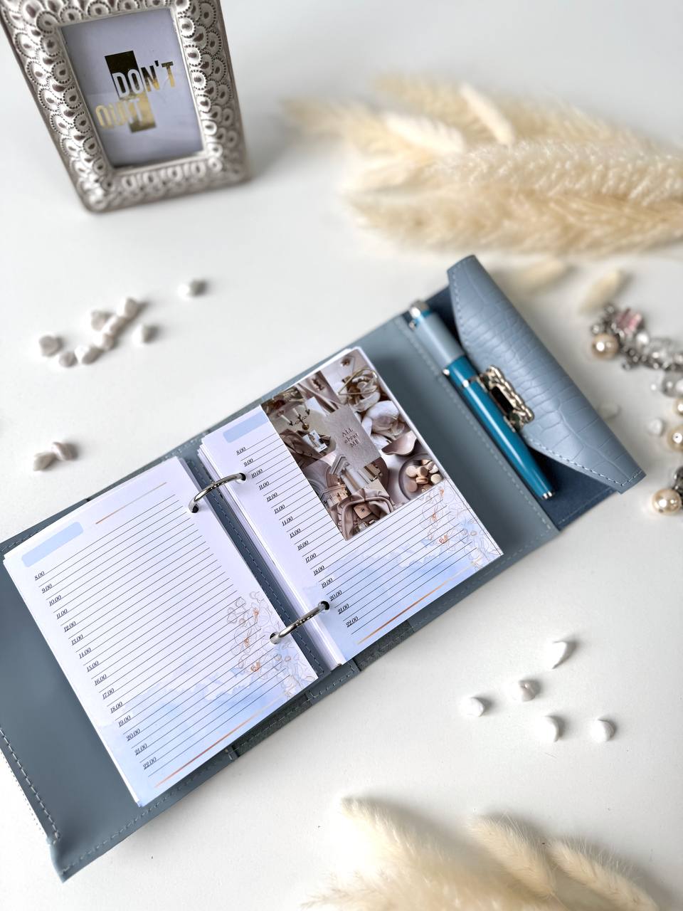 Leather mini notebook cover A7 binder,Planner A7 binder personal size, leather planner, planner binder 2 rings, time diary for work