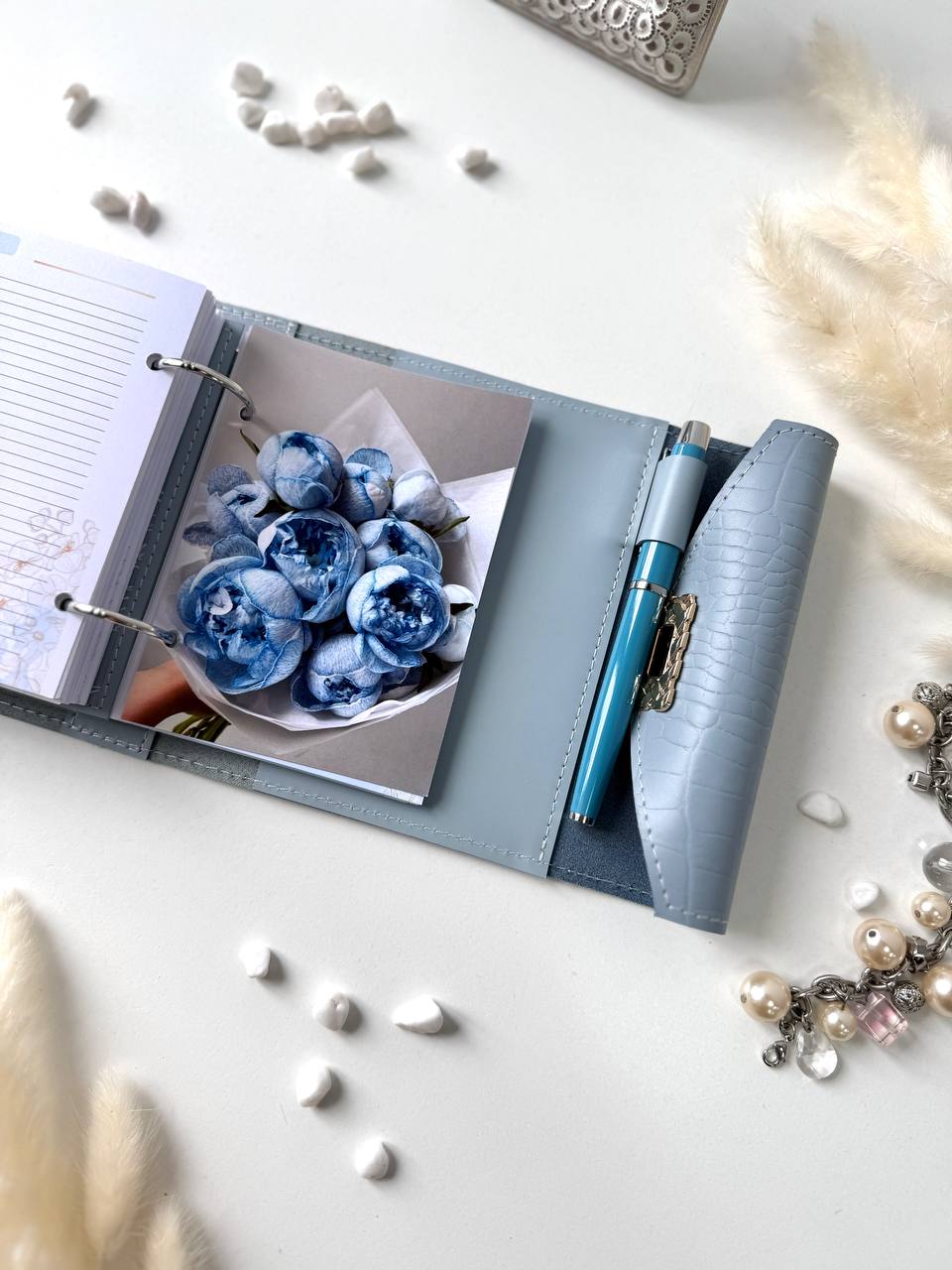 Leather mini notebook cover A7 binder,Planner A7 binder personal size, leather planner, planner binder 2 rings, time diary for work