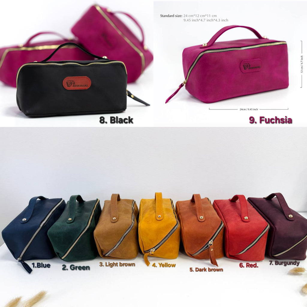 Luxury Leather Gift Set: Notebook, Wallet, Cosmetic Bag, Keychain - Personalized.