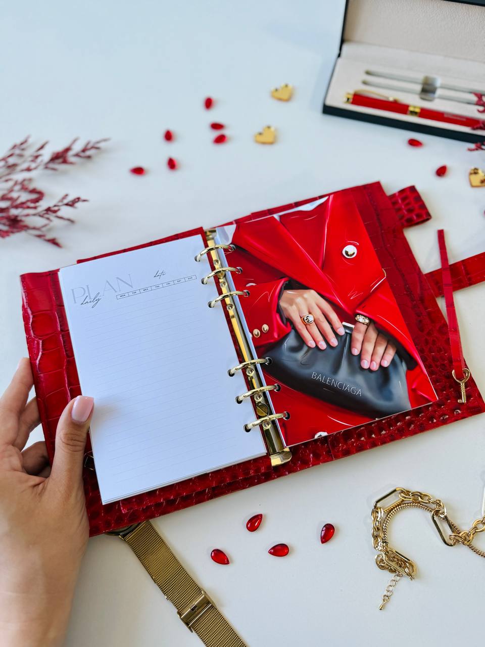 A6 NEW SIZE leather double planner cover binder 6 rings binder, dated planner, leather planner, gift for her, medium size planner.