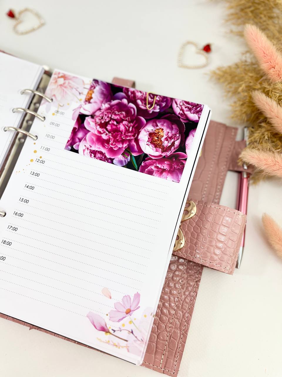 Natural Italian Leather Pink Planner A5, Ringbuch a5, Leather template, A5 ring binder,Binder a5,Leather wallet template,Binder wallet.