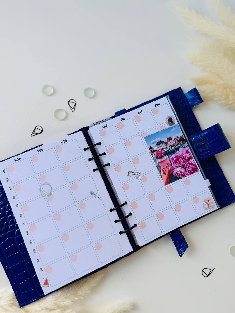 Personalized leather planner big binder A5- cover for documents A4 and A5 format.