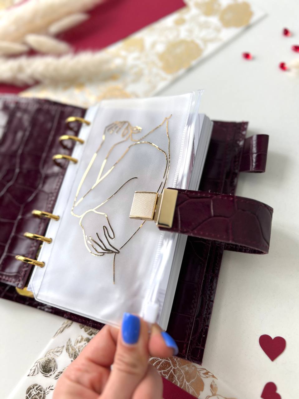 A6 leather double planner cover binder 6 rings binder, dated planner, leather planner, gift for her, medium size planner.