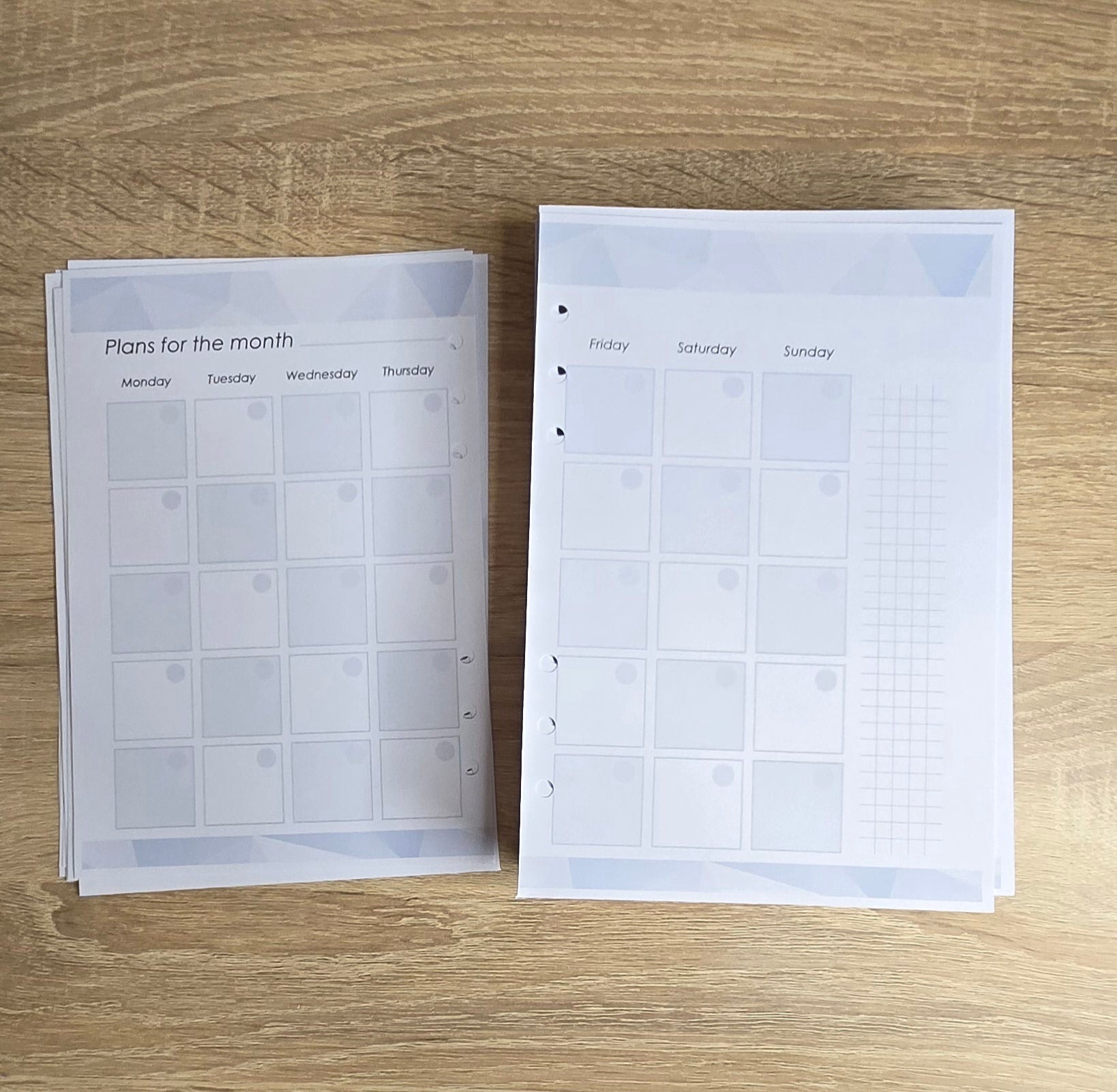 Dated day with time. Printed planner pages, size A5, dated 2025/2026/2027/2028 , dated notebook, many languages.