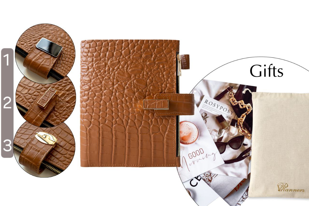 Elegant A5 Brown Leather Notebook Cover