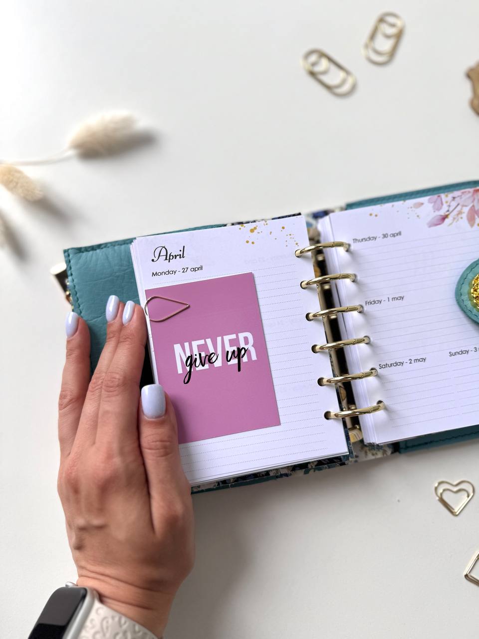 Leather wallet notebook cover mini A7 dated week 2026 big binder.