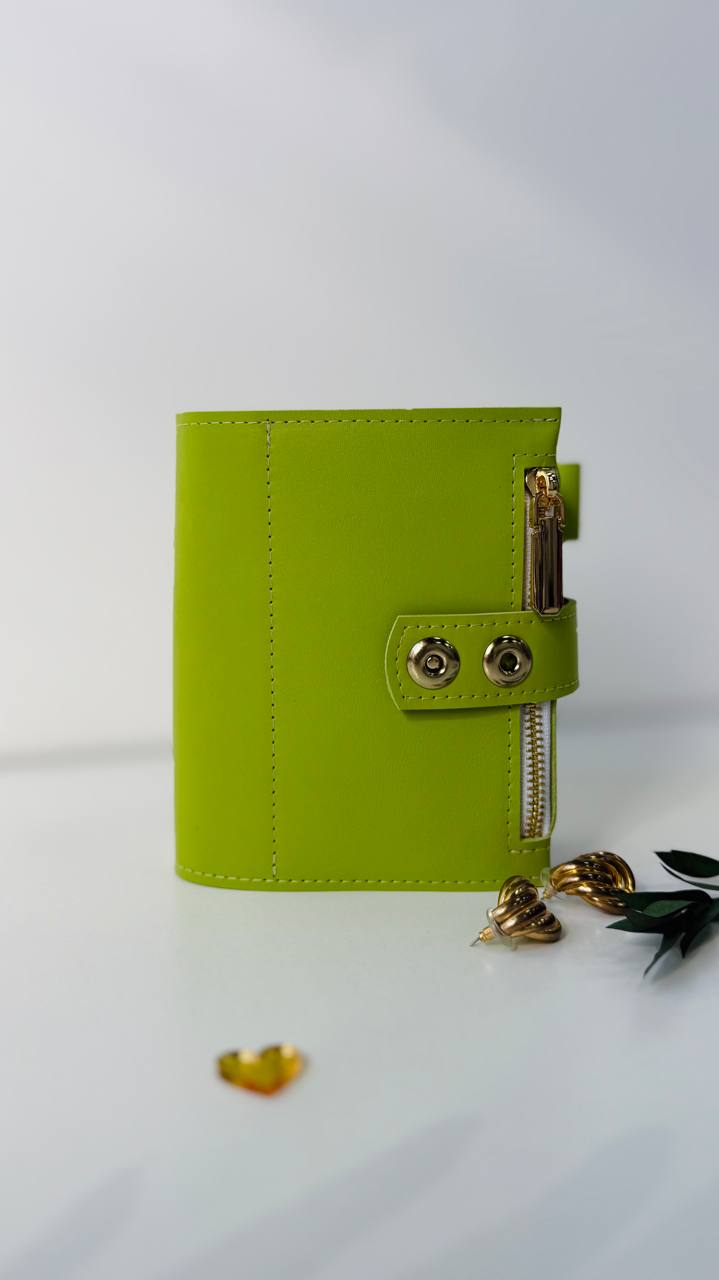 Leather mini planner A7 binder.