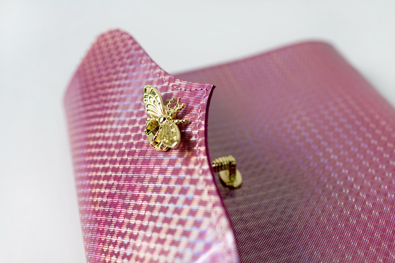 Cyprus, Limassol. RARE holographic pink leather notebook cover A5. Natural Italian Leather Pink Planner A5, Leather template, A5 ring binder,Binder a5.