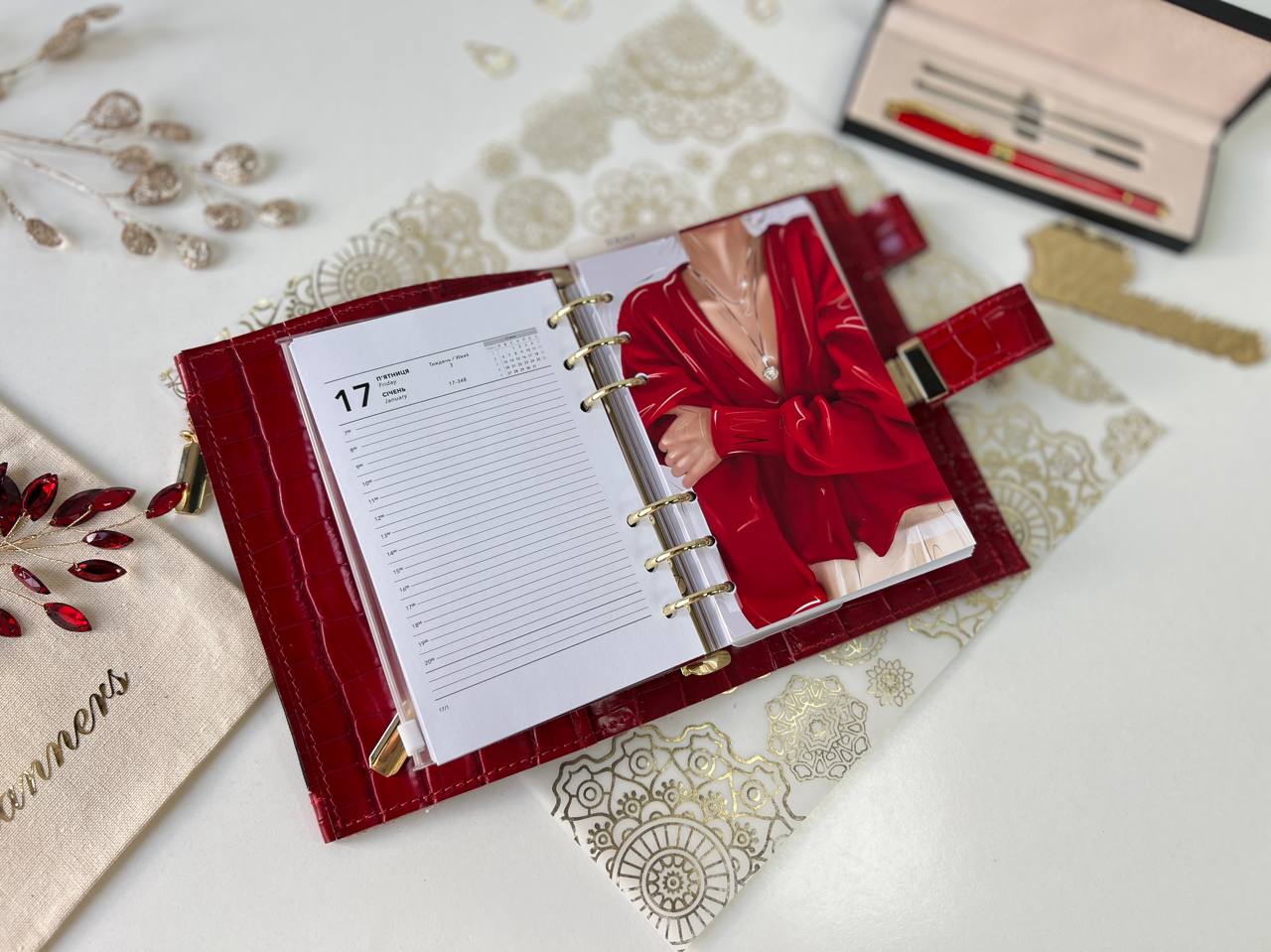 A6 NEW SIZE leather double planner cover binder 6 rings binder, dated planner, leather planner, gift for her, medium size planner.