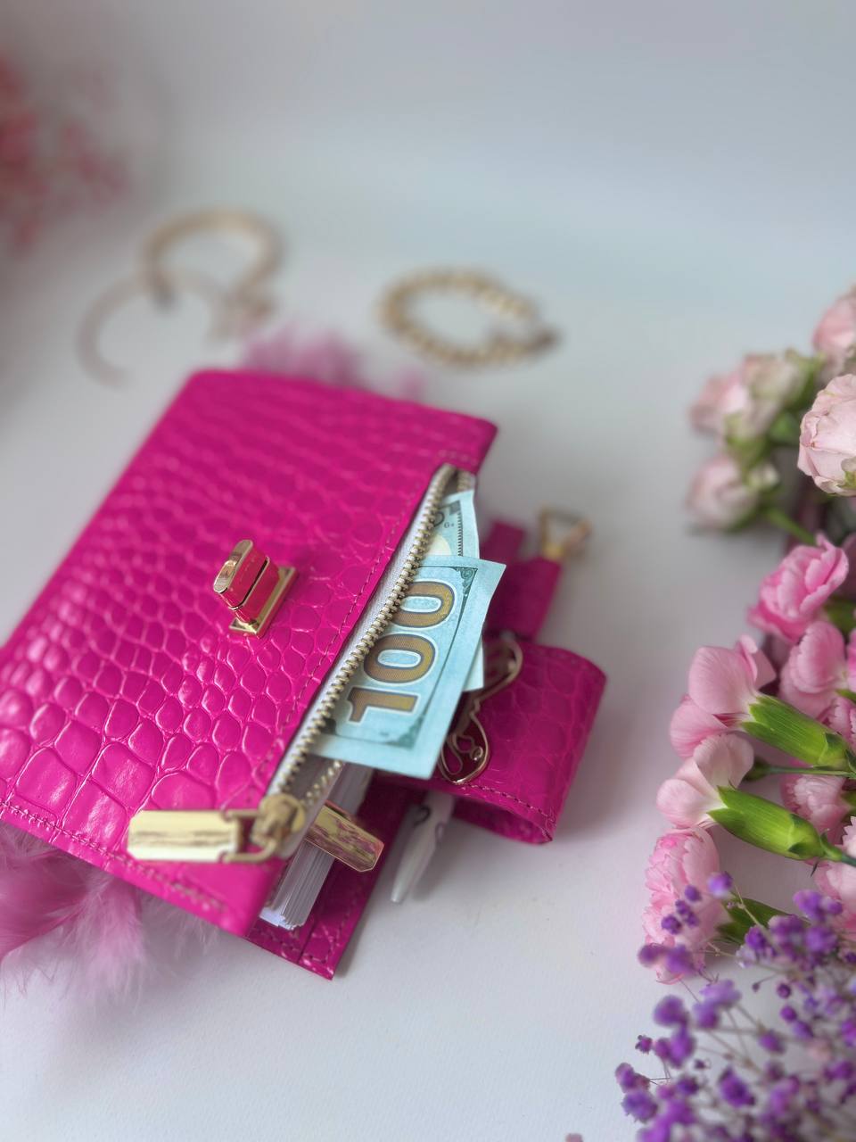 Leather wallet notebook cover mini A7 dated week 2026 big 6 rings binder.