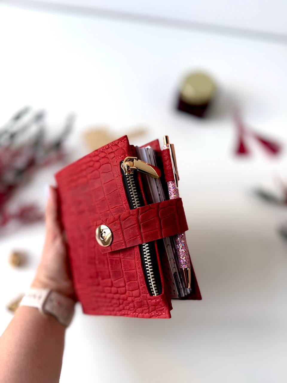 Leather mini notebook cover A7 binder,Planner A7 binder personal passport size, leather planner, planner binder 2 rings, diary for work.