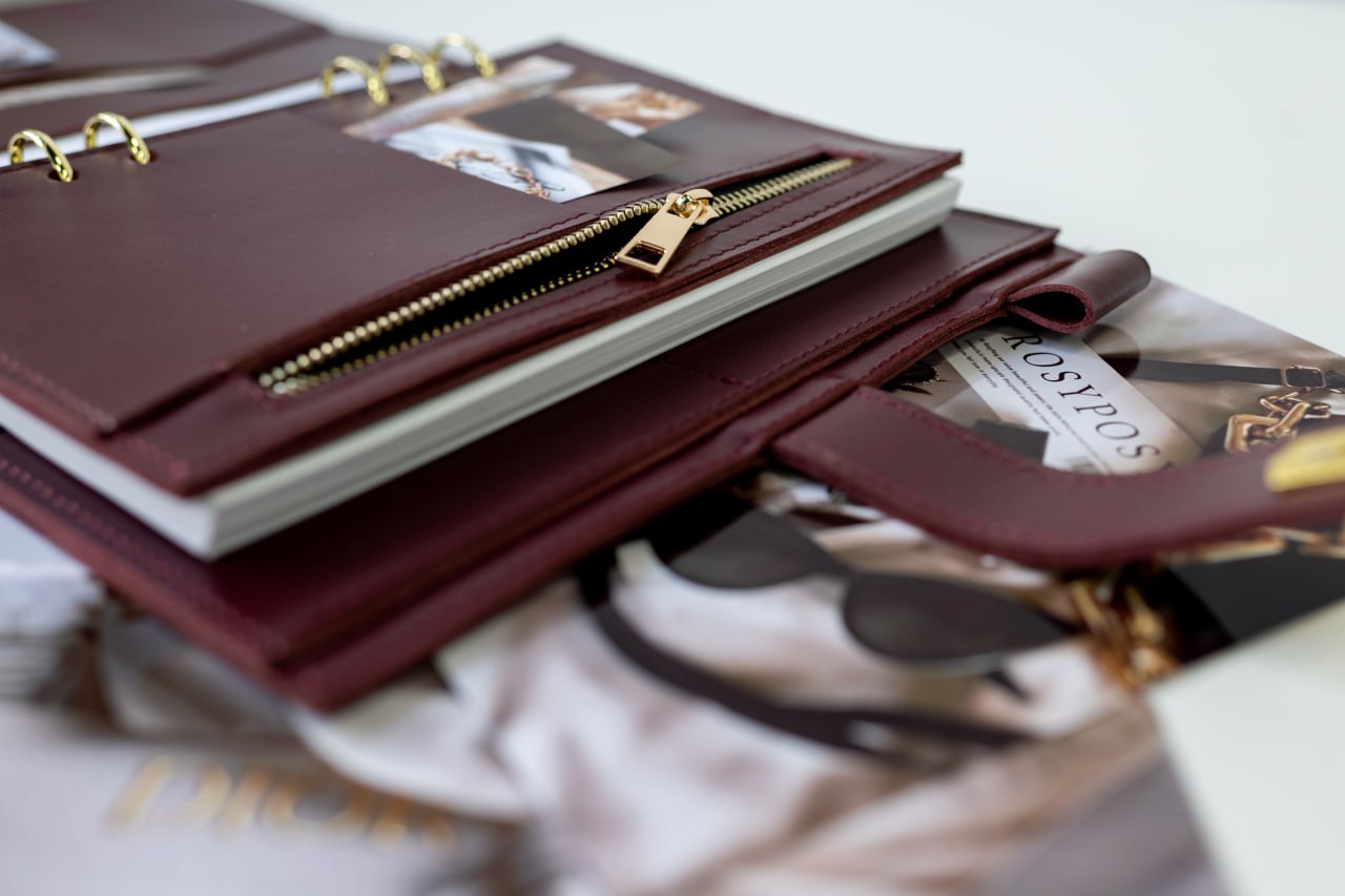 Leather cover A5 - for documents A5 and A4 size.