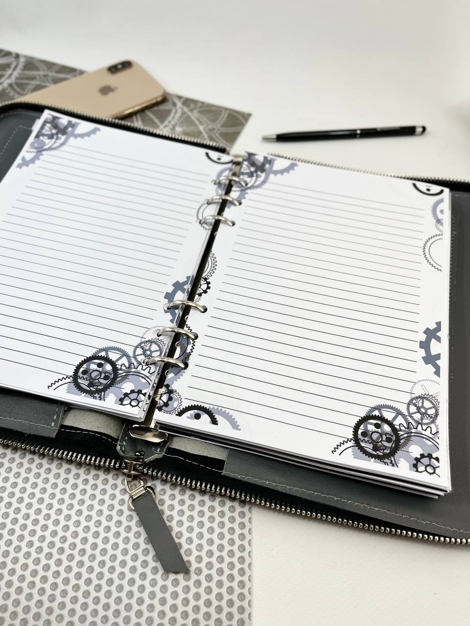 Leather zipper notebook. Natural Leather Planner A5, Leather template, A5 ring binder,Binder a5,Leather wallet template,Binder