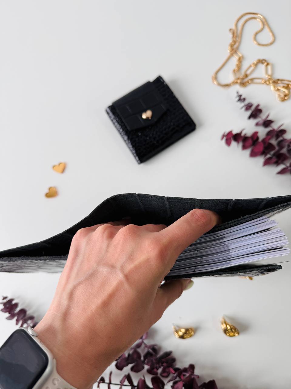 Leather Gift set notebook cover A7 with wallet. Mini notebook with wallet.