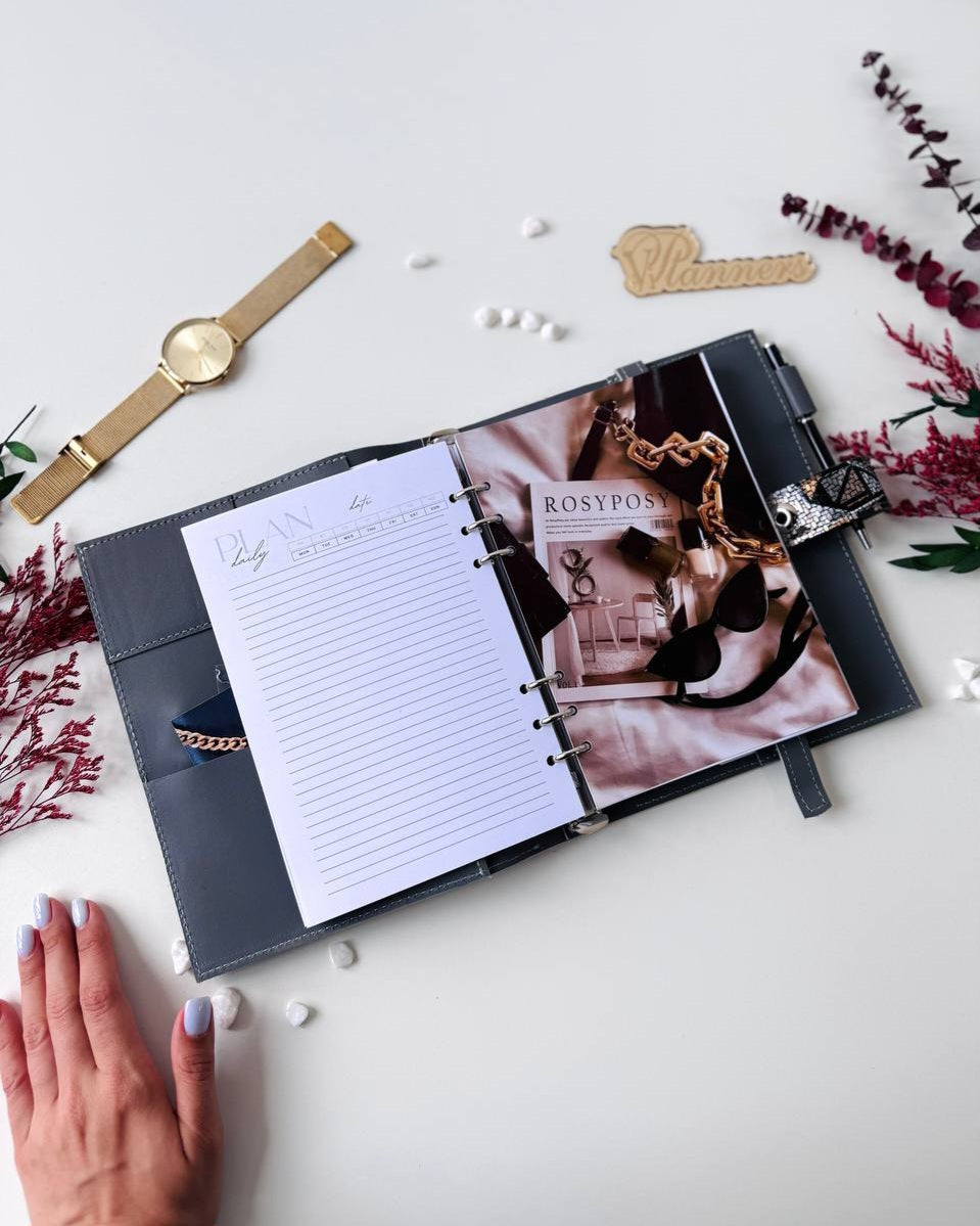 Leather notebook cover A5. Natural Leather Planner A5, Ringbuch a5, Leather template, A5 ring binder