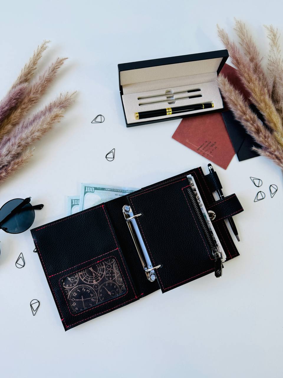 Leather mini planner A7, mini planner,personal size, study stationery, passport size notebook, leather wallet binder planner daily.