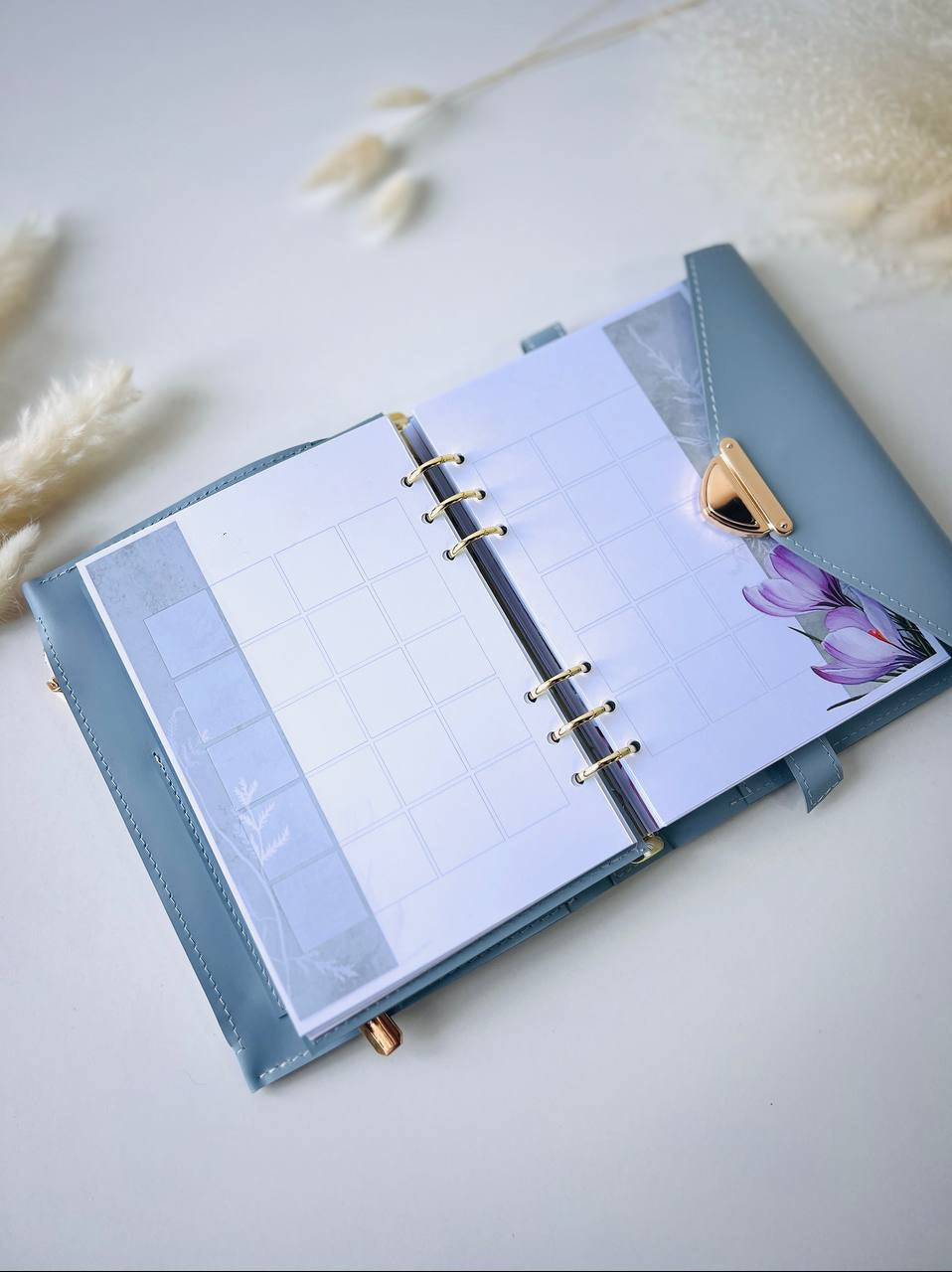 Blue leather notebook cover A5.