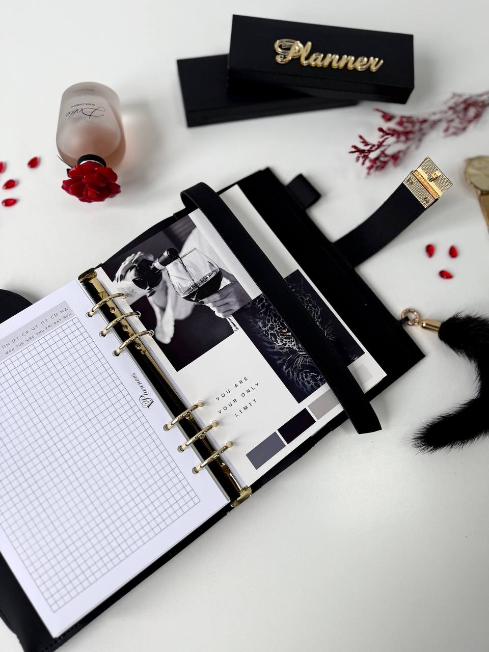 Midnight Luxe: Black & Gold A5 Leather Binder