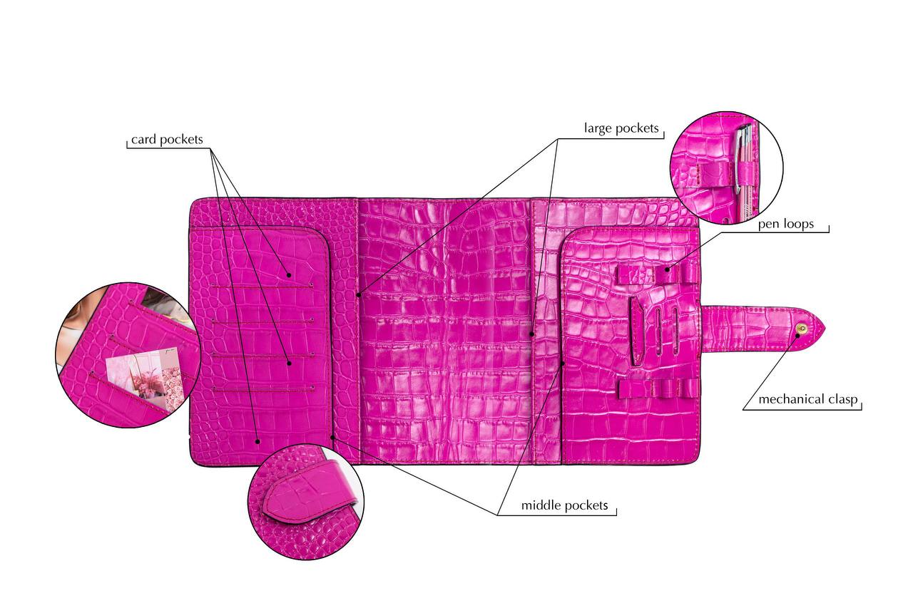 Hot pink Natural Italian Leather Planner A5, gift for her, perfect planner, Ring Planner Agenda A5 Six Ring Planner and Ring Personal Planner.