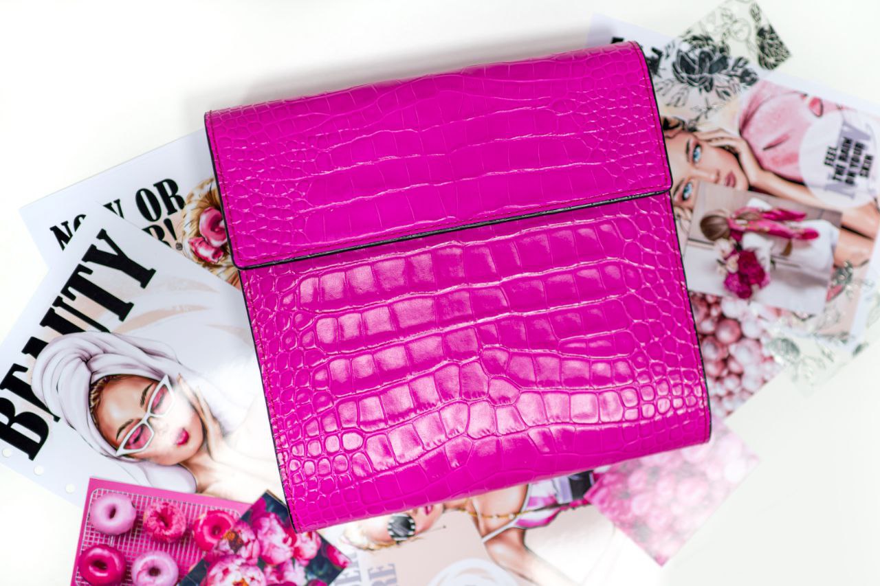 Hot pink Natural Italian Leather Planner A5, gift for her, perfect planner, Ring Planner Agenda A5 Six Ring Planner and Ring Personal Planner.